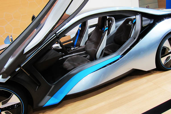 BMW i8 hybrid concept sportscar, side view